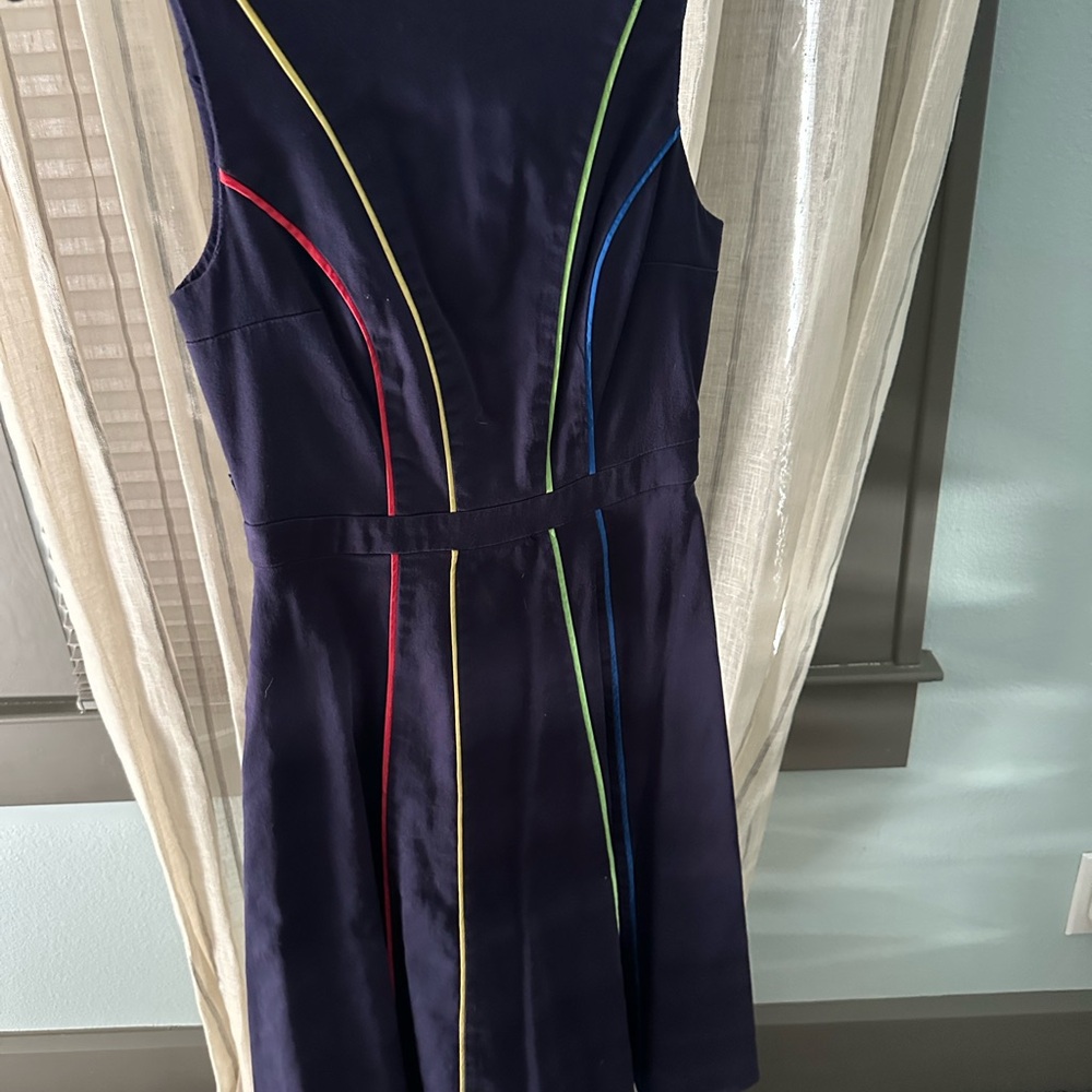 Modcloth Navy Dress with Colorful Trim
